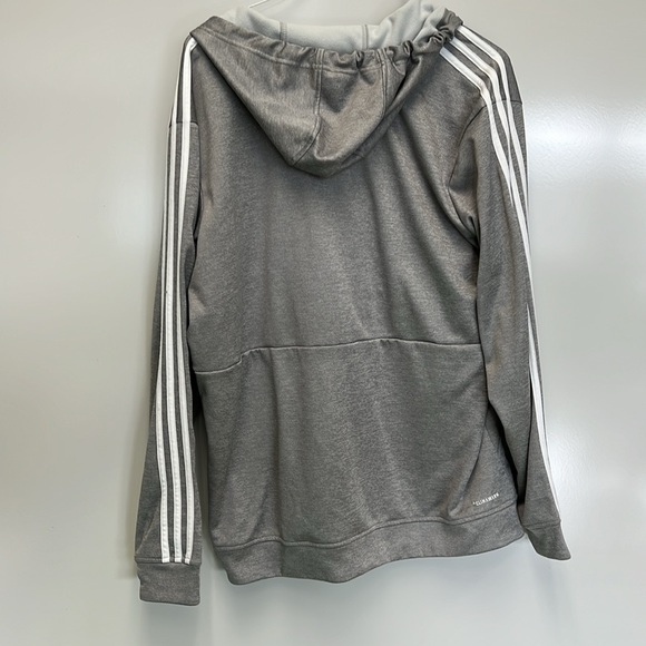 Men’s Adidas Climawarm Fleece 3 Stripe Full Zip Hoodie Size Large, Gray - Picture 3 of 4